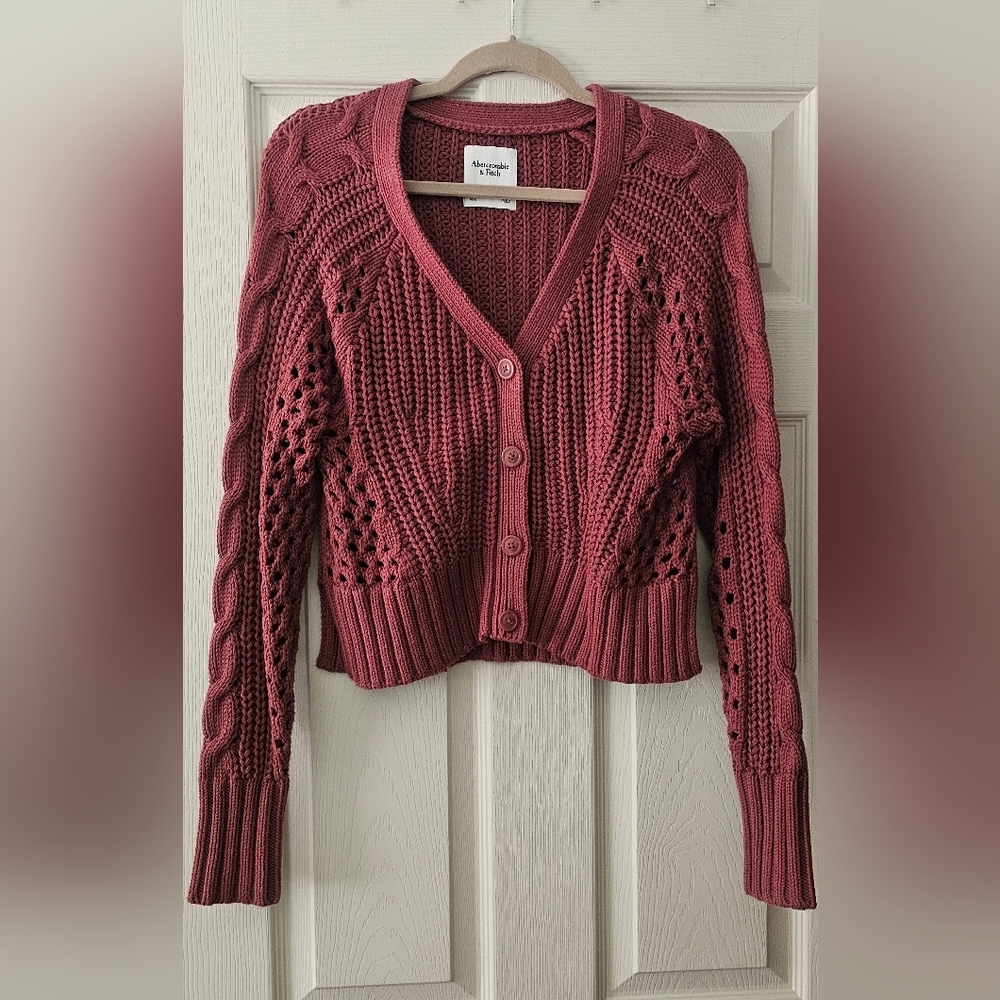 Abercrombie & Fitch Women's Burnt Rust Orange Knit Cardigan